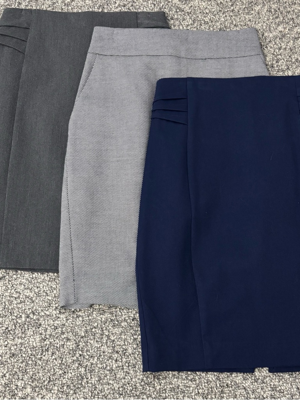 Express Women's Pencil Skirt Trio - Navy, Gray, Light Gray Herringbone